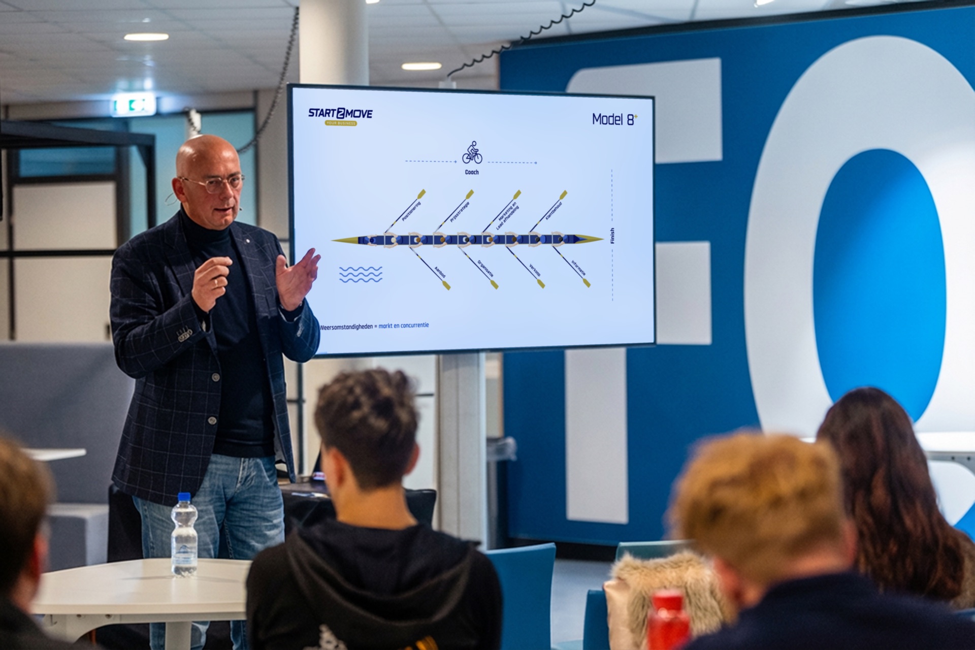 René Wantzing licht Model 8+ toe tijdens een sessie van Start2Move Your Business